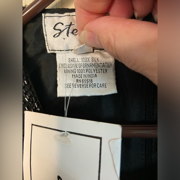 Vintage Stenay beaded silk top Black Sz Medium New with Tags - Picture 7 of 12